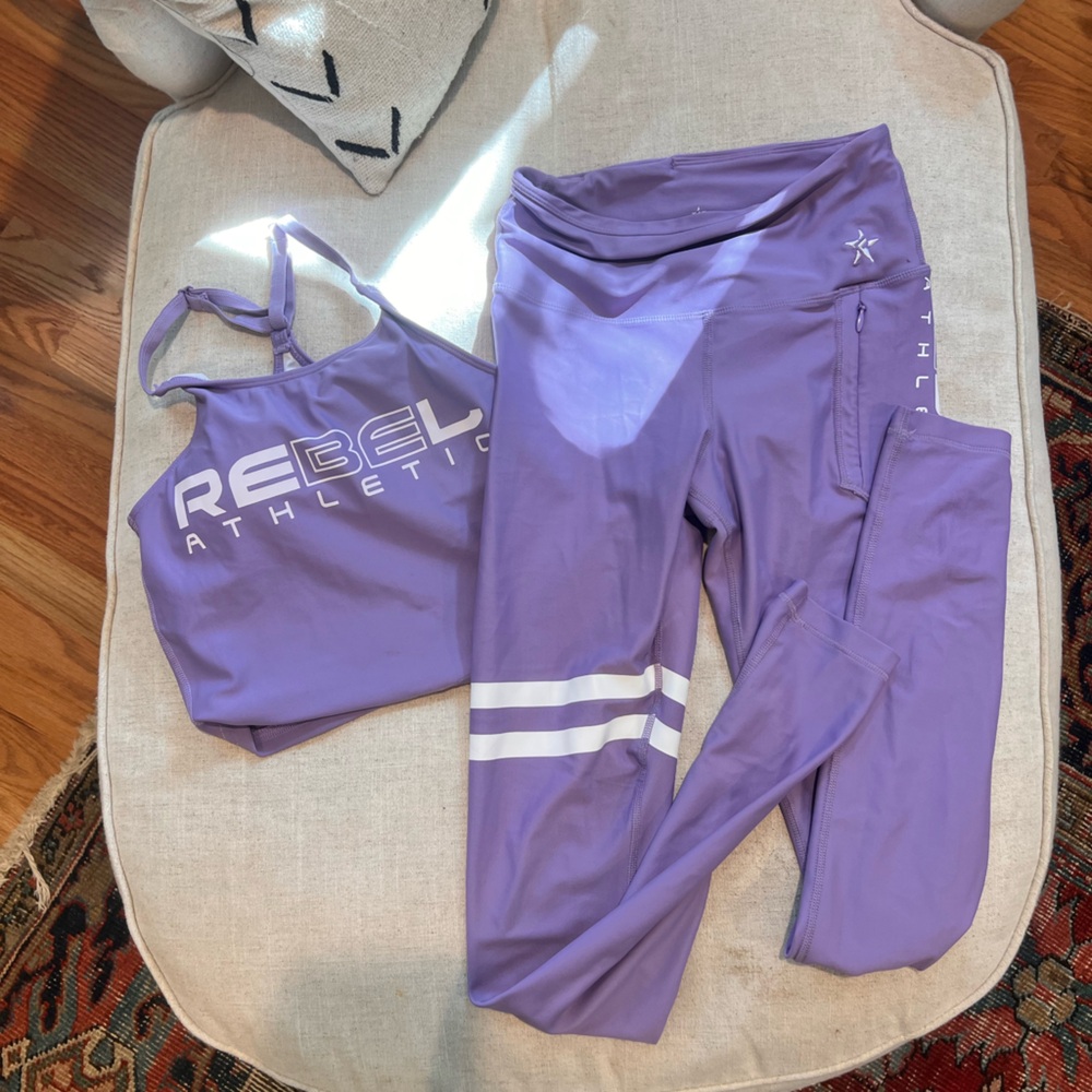 Rebel Broslyn long line sports bra and pant set. Selling as set. Lavender AXS